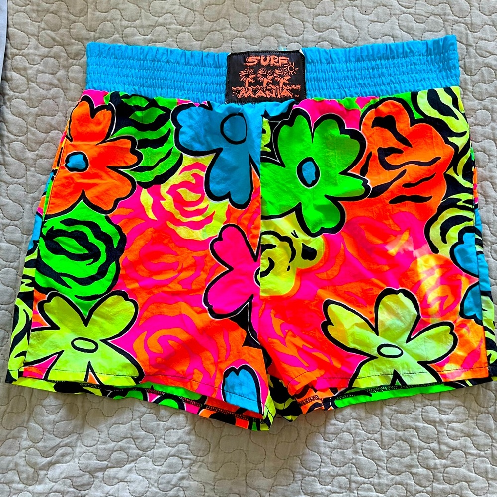 Surf Mania vintage 90s 80s neon trunks